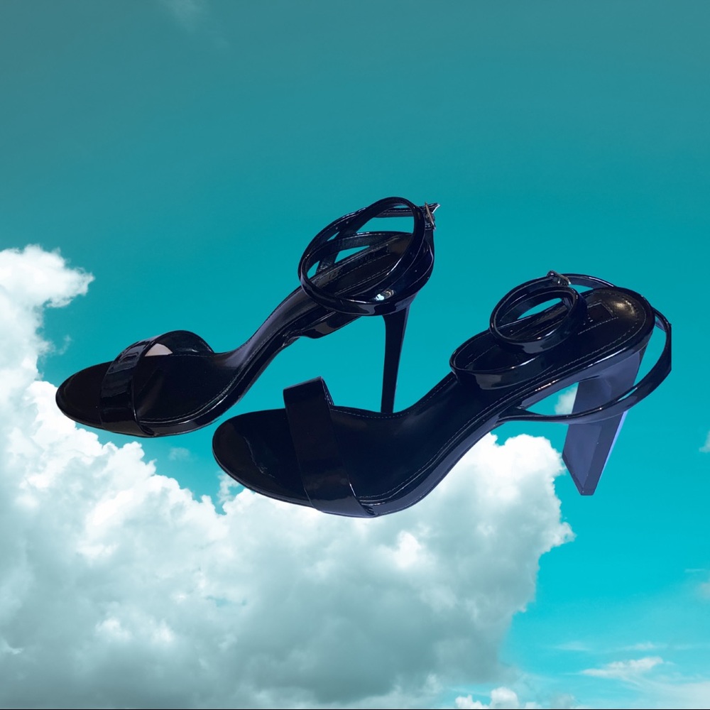 Forever 21 Black Faux Leather Strappy Ankle Heel
